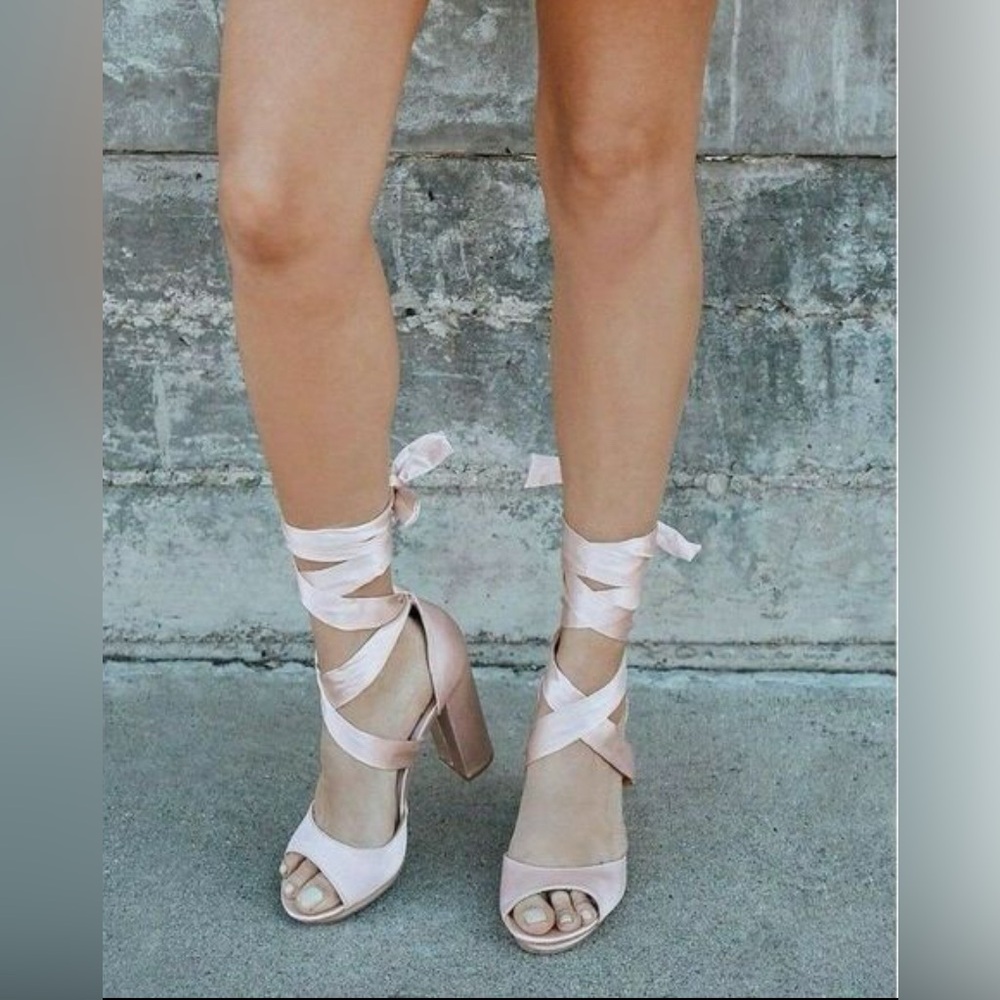 Pink Lulu’s Lace-Up Platform Heels